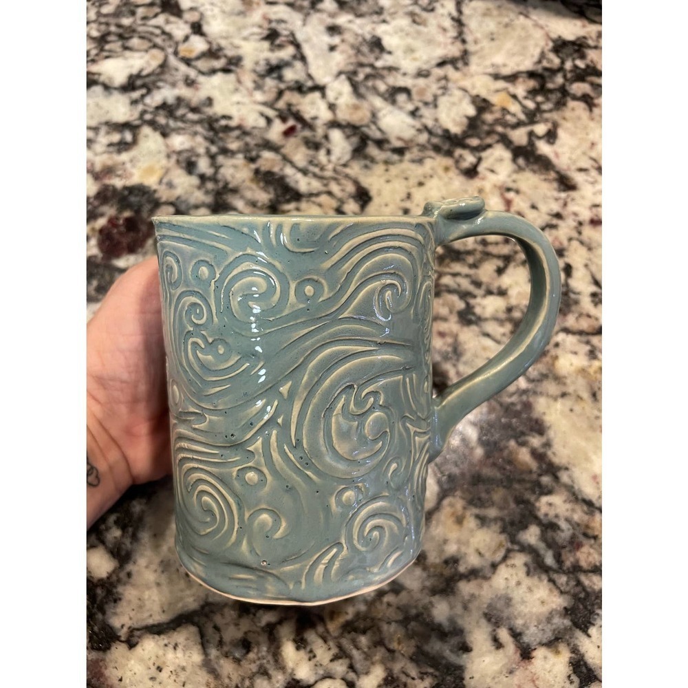 TEXTURED Hand Built Mug-Teal